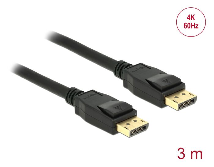 DELOCK καλώδιο DisplayPort 1.2 83807, 4K/60Hz, 21.6 Gbps, 3m, μαύρο - Image 3