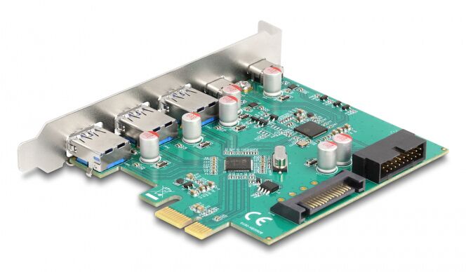 DELOCK κάρτα επέκτασης PCIe x1 σε 3x USB/2x USB-C/19-pin 90109, 5Gbps - Image 2