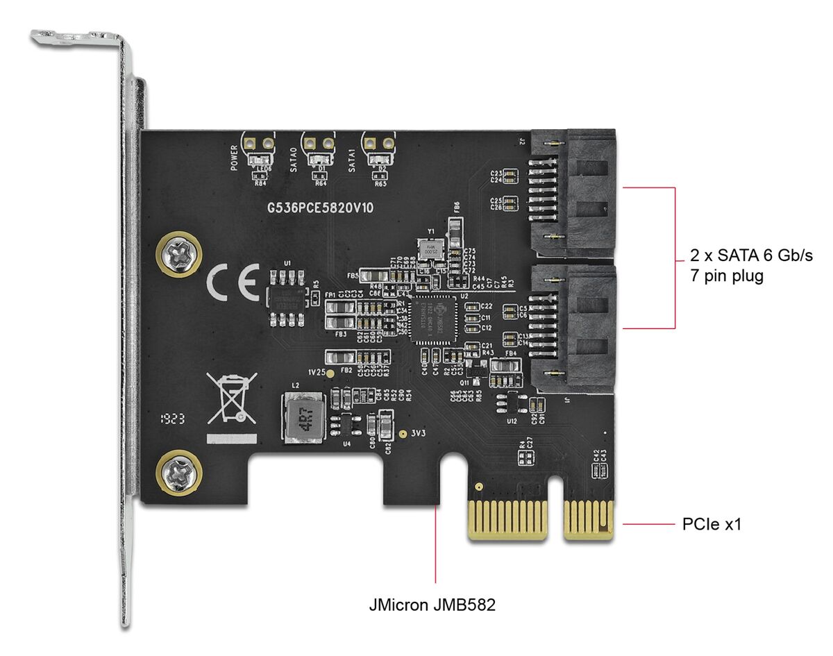DELOCK κάρτα επέκτασης PCIe σε 2x SATA 90431, 6Gb/s - Image 2