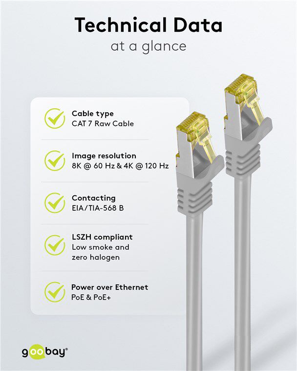 GOOBAY καλώδιο δικτύου 91567, CAT 7 S/FTP, copper, 500MHz, 0.25m, γκρι - Image 6