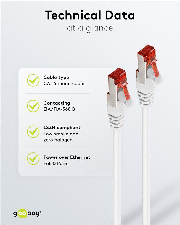 GOOBAY καλώδιο δικτύου 93505, CAT 6 S/FTP, copper, 250MHz, 2m, λευκό - Image 5