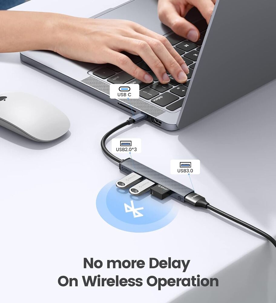 ORICO USB hub AHC2-4A, 4x θυρών, USB 3.0, 5Gbps, USB-C σύνδεση, γκρι - Image 2