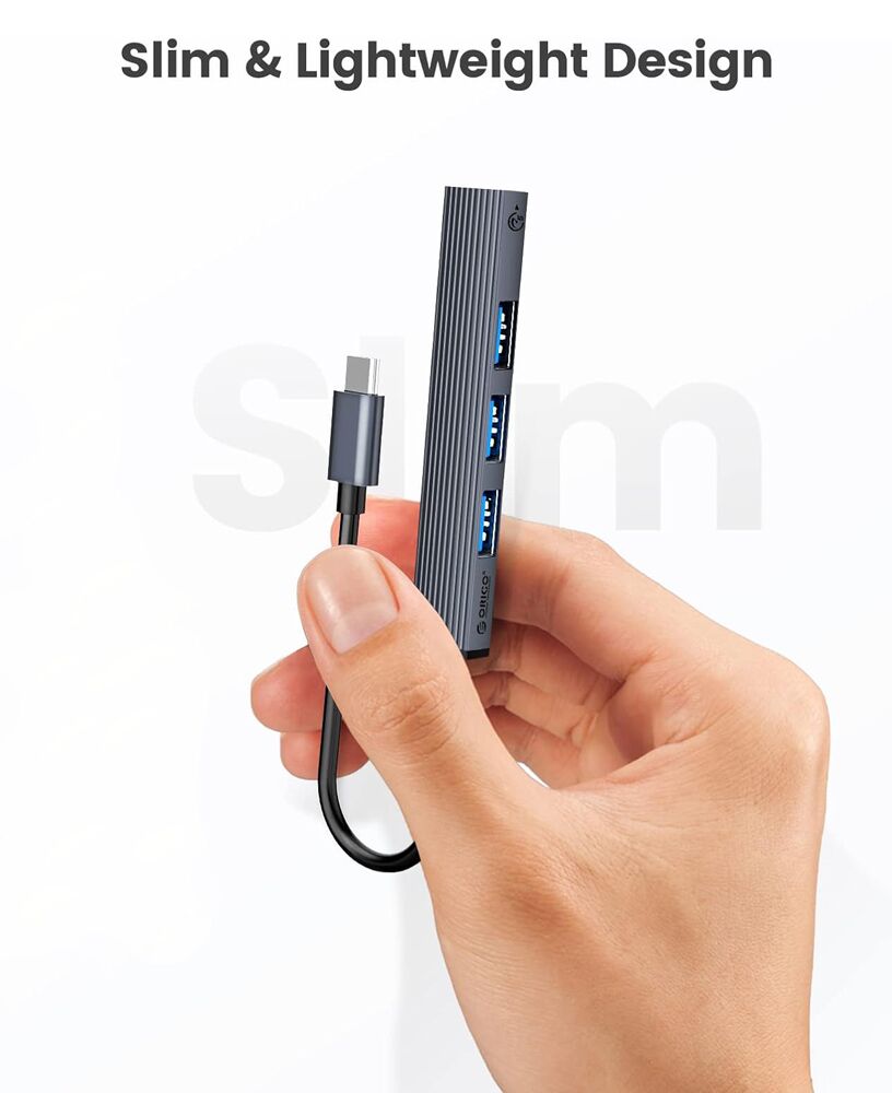 ORICO USB hub AHC2-4A, 4x θυρών, USB 3.0, 5Gbps, USB-C σύνδεση, γκρι - Image 4