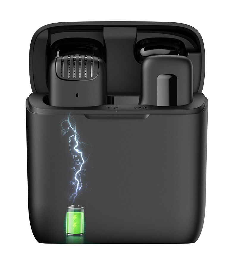 APEXEL ασύρματο μικρόφωνο APL-MIC007 με θήκη φόρτισης, USB-C, 2.4GHz, μαύρο - Image 6