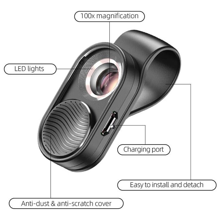 APEXEL φακός μικροσκόπιο APL-MS001 για smartphone κάμερα, 100x zoom, LED - Image 6