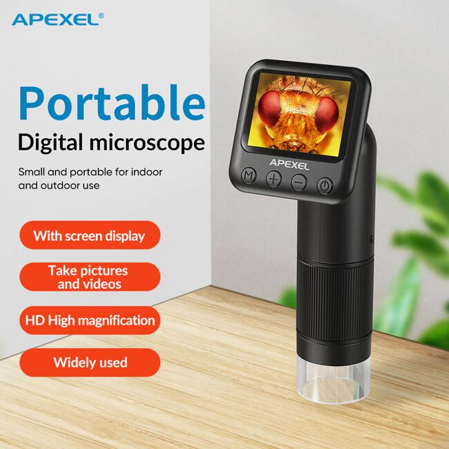 APEXEL ψηφιακό μικροσκόπιο APL-MS008, 400x-800x, LED, 720p/2MP - Image 2