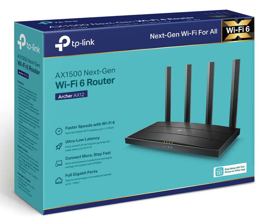 TP-LINK Router Archer AX12, WiFi 6, 1.5Gbps AX1500, Dual Band, Ver. 1.0 - Image 4
