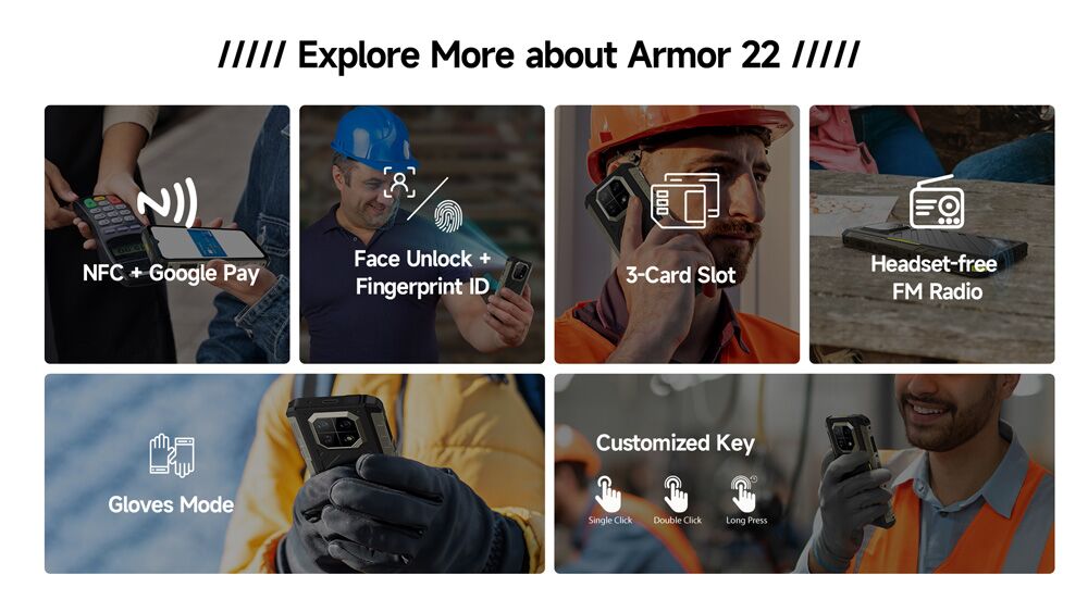 ULEFONE smartphone Armor 22, 6.58", 8/256GB, 6600mAh, IP68/IP69K, μαύρο - Image 10