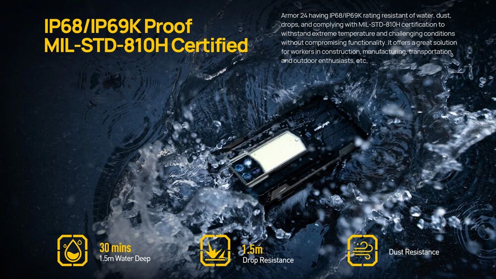 ULEFONE smartphone Armor 24, 6.78", 12/256GB, 22000mAh, IP68/IP69K, μαύρο - Image 15