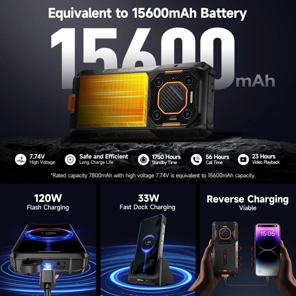 ULEFONE smartphone Armor 26 Ultra Walkie-Talkie, 6.78", 12/512GB, 5G, 15600mAh, IP68/IP69K, μαύρο - Image 14