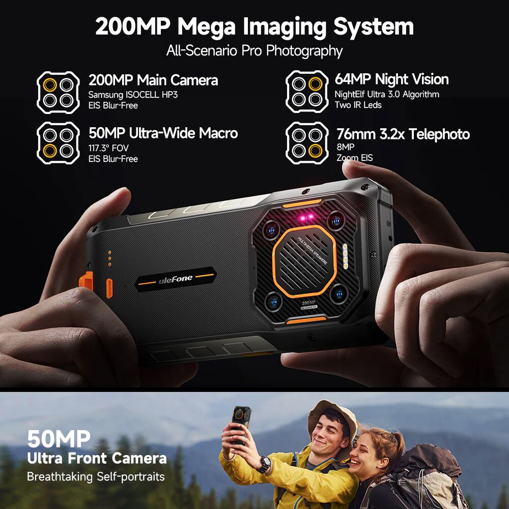 ULEFONE smartphone Armor 26 Ultra Walkie-Talkie, 6.78", 12/512GB, 5G, 15600mAh, IP68/IP69K, μαύρο - Image 15