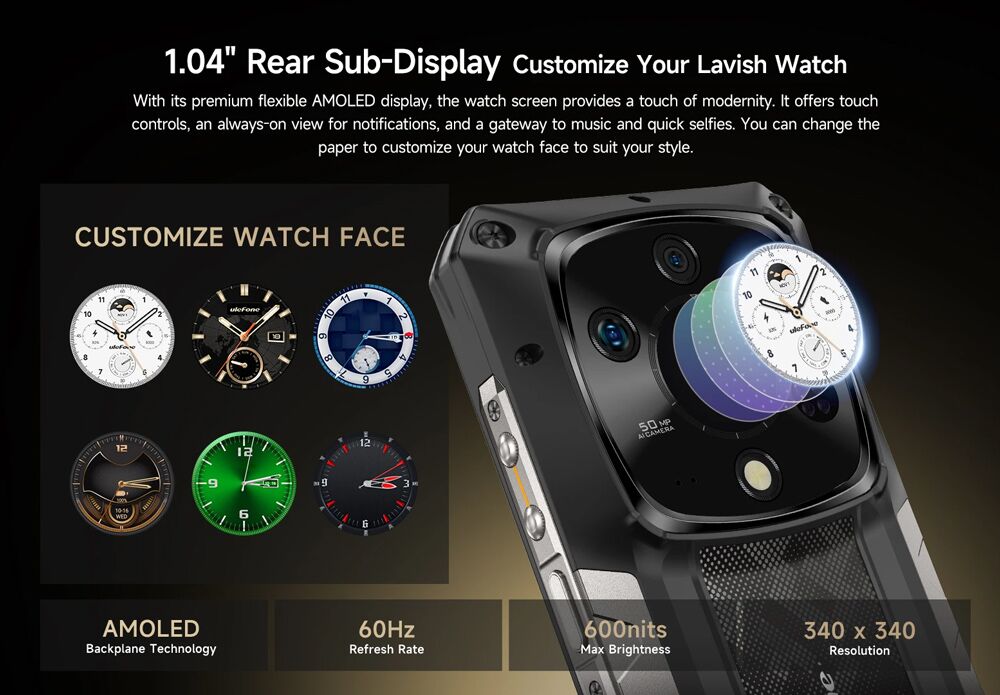 ULEFONE smartphone Armor 28 Pro, 6.67" & 1.04, 16/512GB, 5G, 10600mAh, IP68/IP69K/MIL-STD-810H, μαύρο - Image 3