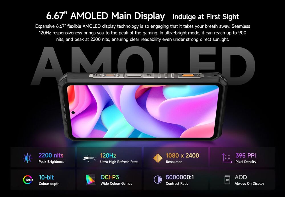 ULEFONE smartphone Armor 28 Pro, 6.67" & 1.04, 16/512GB, 5G, 10600mAh, IP68/IP69K/MIL-STD-810H, μαύρο - Image 15