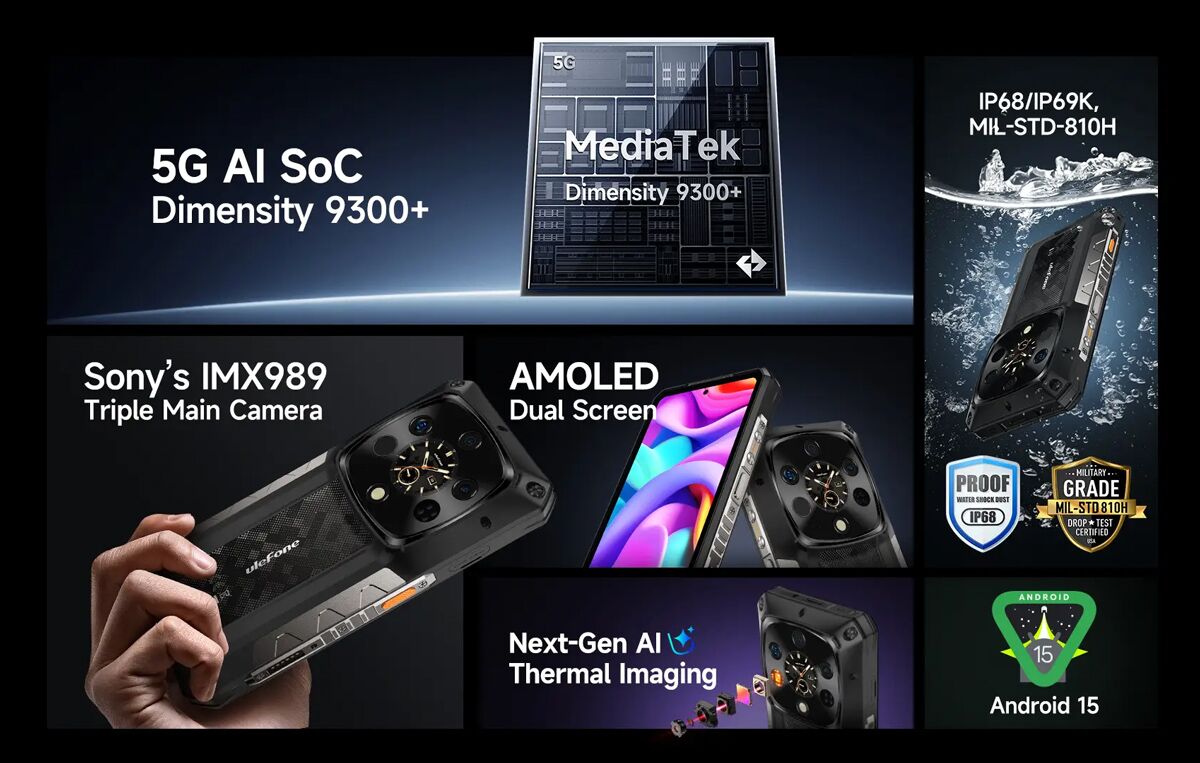 ULEFONE smartphone Armor 28 Ultra Thermal, 6.67" & 1.04, 16/1TB, 5G, 10600mAh, IP68/IP69K, μαύρο - Image 10