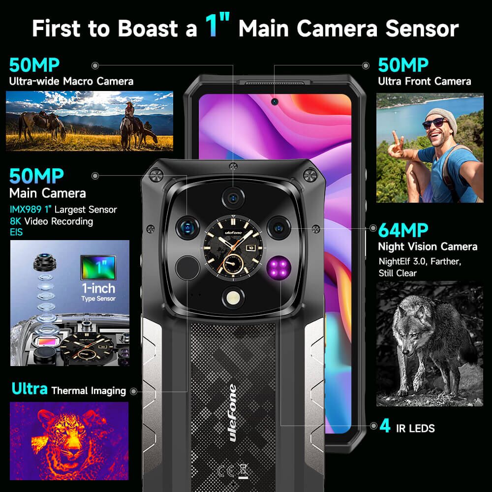 ULEFONE smartphone Armor 28 Ultra Thermal, 6.67" & 1.04, 16/1TB, 5G, 10600mAh, IP68/IP69K, μαύρο - Image 15