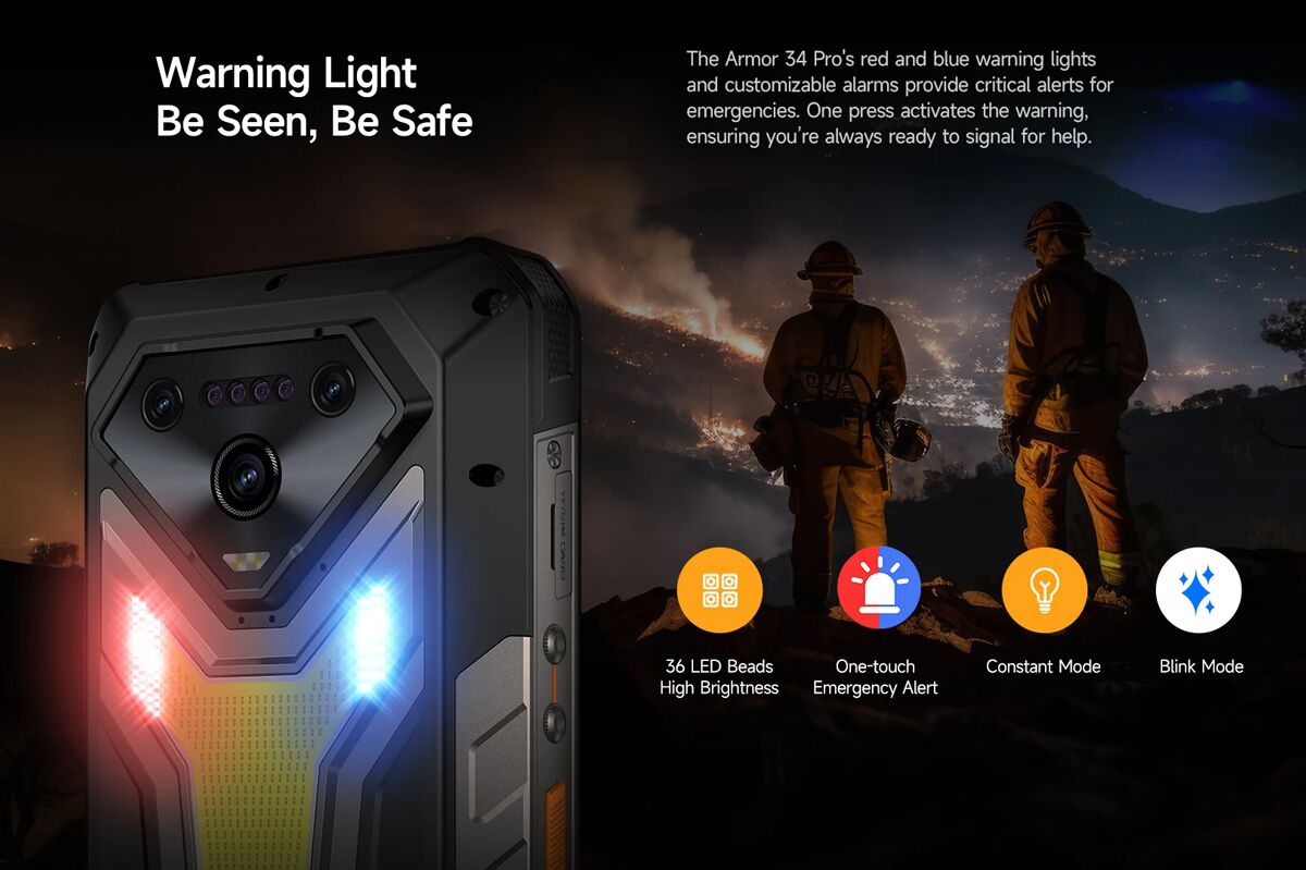 ULEFONE smartphone Armor 34 Pro με βιντεοπροβολέα, 6.95", 5G, 16/512GB, 25500mAh, IP68/IP69K/MIL-STD-810H, μαύρο - Image 3
