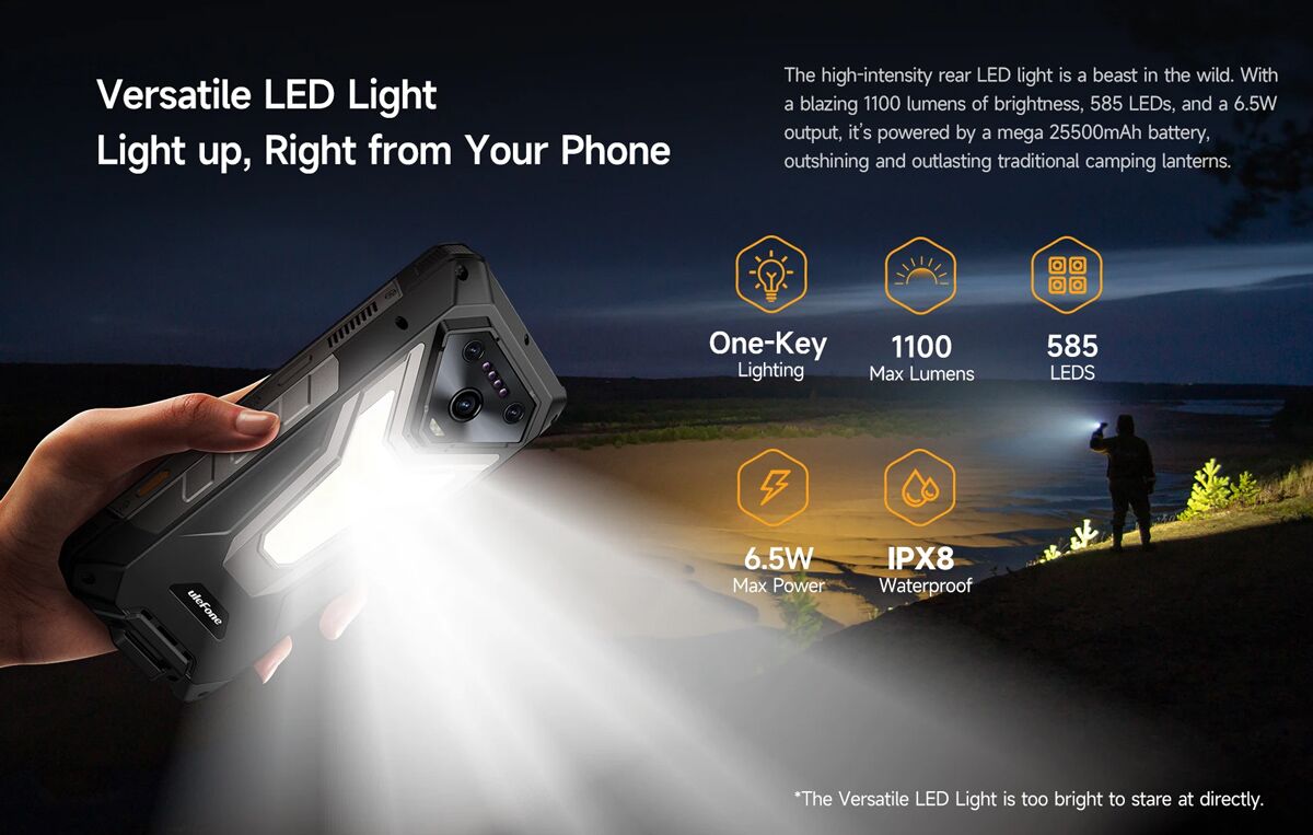 ULEFONE smartphone Armor 34 Pro με βιντεοπροβολέα, 6.95", 5G, 16/512GB, 25500mAh, IP68/IP69K/MIL-STD-810H, μαύρο - Image 14