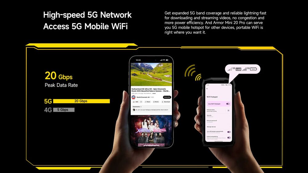 ULEFONE smartphone Armor Mini 20 Pro, 4.7", 8/256GB, 5G, 6200mAh, IP68/IP69K, μαύρο - Image 7