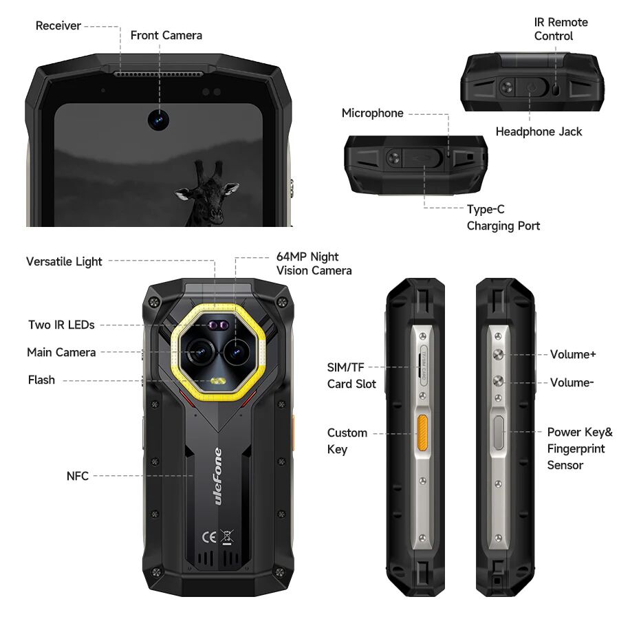 ULEFONE smartphone Armor Mini 20 Pro, 4.7", 8/256GB, 5G, 6200mAh, IP68/IP69K, μαύρο - Image 14