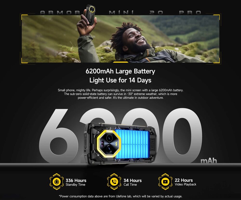ULEFONE smartphone Armor Mini 20 Pro, 4.7", 8/256GB, 5G, 6200mAh, IP68/IP69K, μαύρο - Image 18