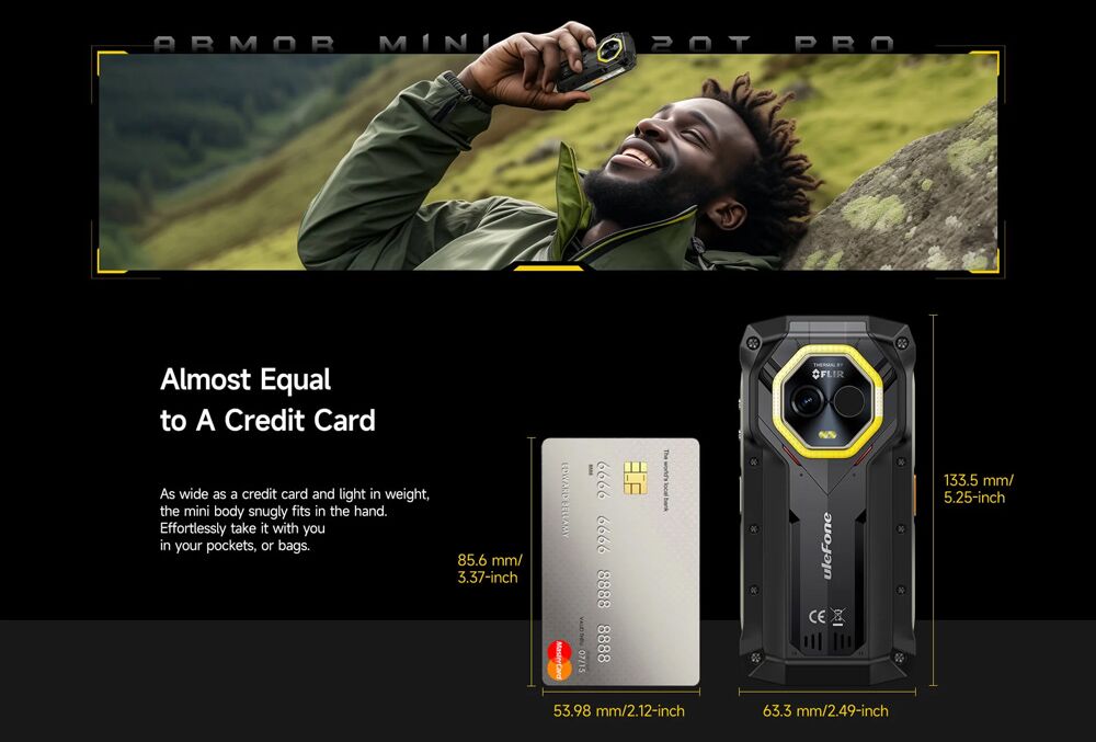 ULEFONE smartphone Armor Mini 20T Pro, 4.7", 8/256GB, 5G, 6200mAh, IP68/IP69K, μαύρο - Image 13