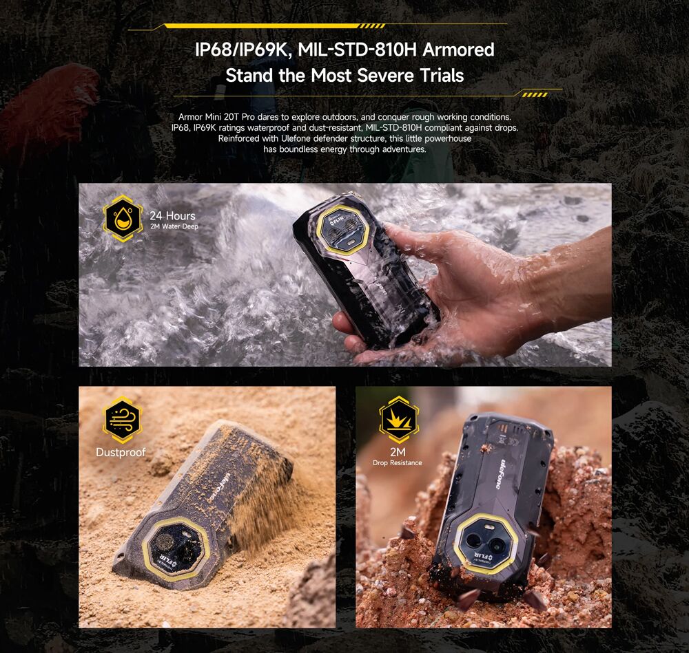 ULEFONE smartphone Armor Mini 20T Pro, 4.7", 8/256GB, 5G, 6200mAh, IP68/IP69K, μαύρο - Image 17