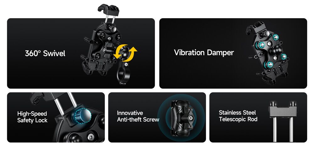 ULEFONE βάση ποδηλάτου για smartphone Armor Mount Pro AM01, μαύρη - Image 2