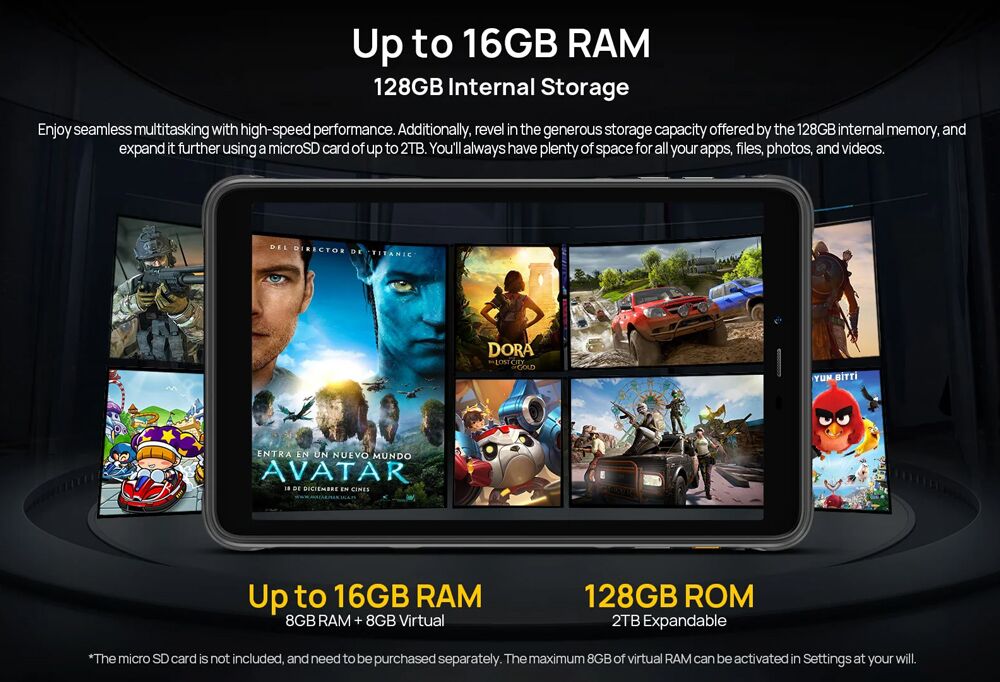 ULEFONE tablet Armor Pad Pro, 8", 8/128GB, 4G, 7650mAh, IP68/IP69K, μαύρο - Image 3