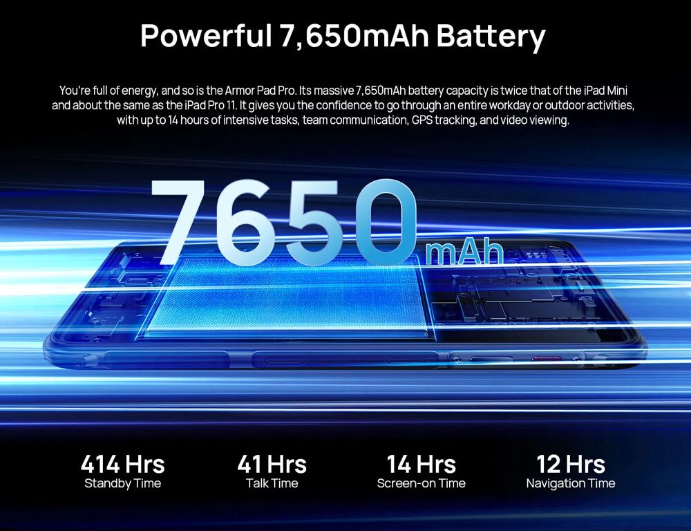 ULEFONE tablet Armor Pad Pro, 8", 8/128GB, 4G, 7650mAh, IP68/IP69K, μαύρο - Image 13