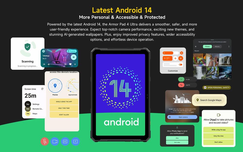 ULEFONE tablet Armor Pad 4 Ultra, 10.36", 8/256GB, 11800mAh, IP68/IP69K, 5G, μαύρο - Image 11