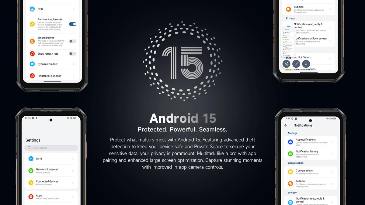 ULEFONE smartphone Armor X16, 6.56", 6/128GB, 10360mAh, IP68/IP69K/MIL-STD-810H, μαύρο - Image 4
