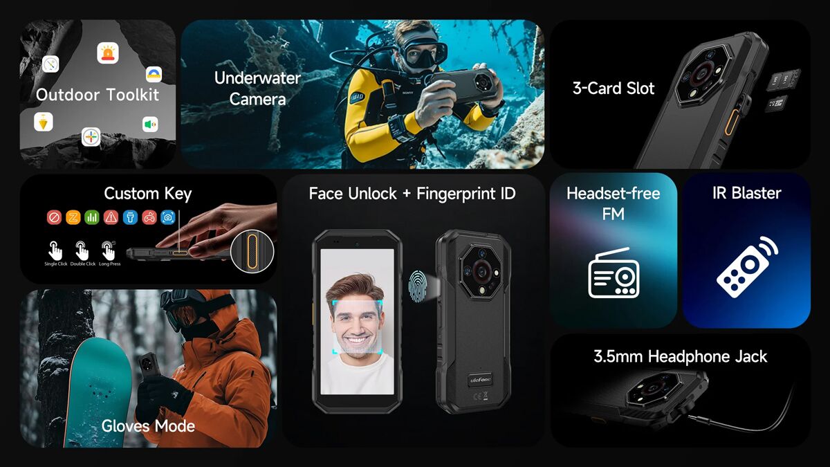 ULEFONE smartphone Armor X32 Pro, 5.65", 8/256GB, 5G, 5500mAh, IP68/IP69K, μαύρο - Image 8