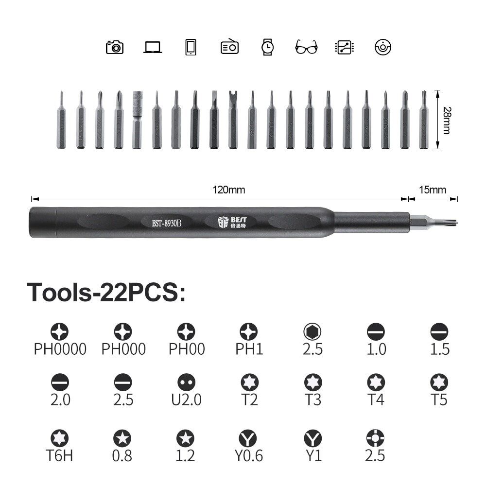 BEST set κατσαβιδιών ακριβείας BST-8930B, 22 τεμάχια - Image 6