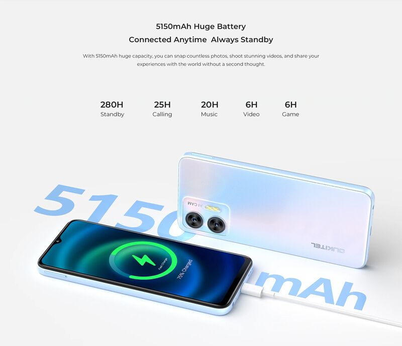 OUKITEL smartphone C36, 6.56", 4/128GB, 5150mAh, μαύρο - Image 4