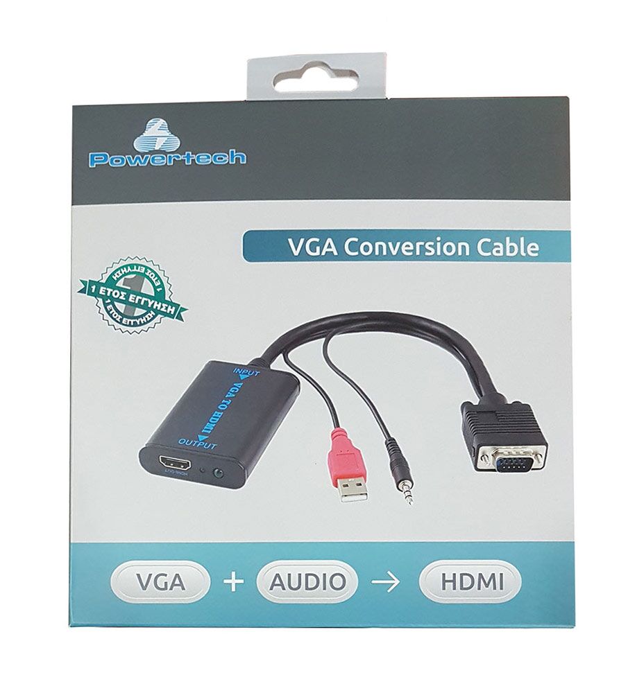 POWERTECH αντάπτορας VGA/USB/3.5mm σε HDMI CAB-H070, 1080p, 0.2m, μαύρος - Image 2