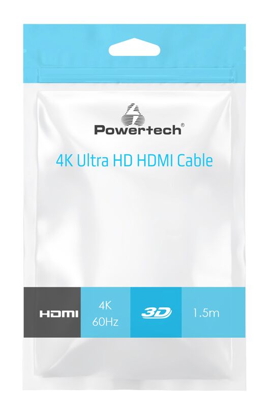 POWERTECH καλώδιο HDMI 2.0 CAB-H141 με Ethernet, 4K/60Hz, 1.5m, μαύρο - Image 2