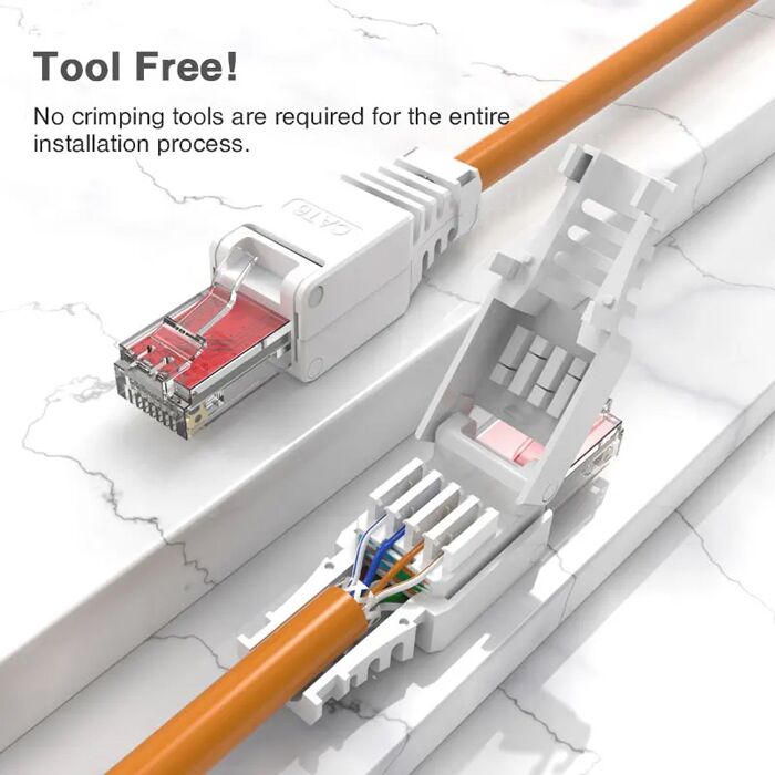 POWERTECH βύσμα δικτύου RJ45 CAB-N350, CAT 6A UTP, tool-free, λευκό - Image 2