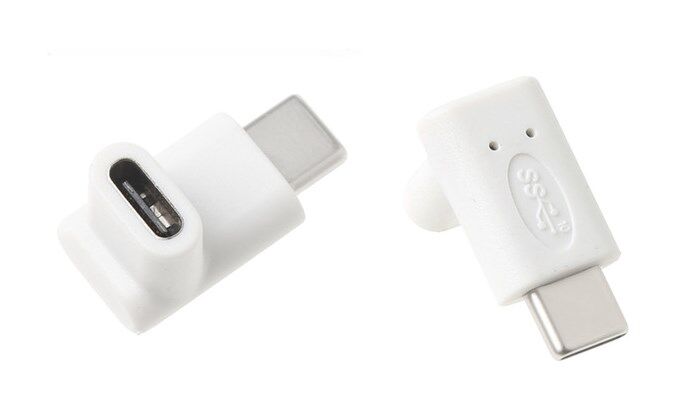 POWERTECH αντάπτορας USB-C αρσενικό σε θηλυκό CAB-U099, 90°, λευκός