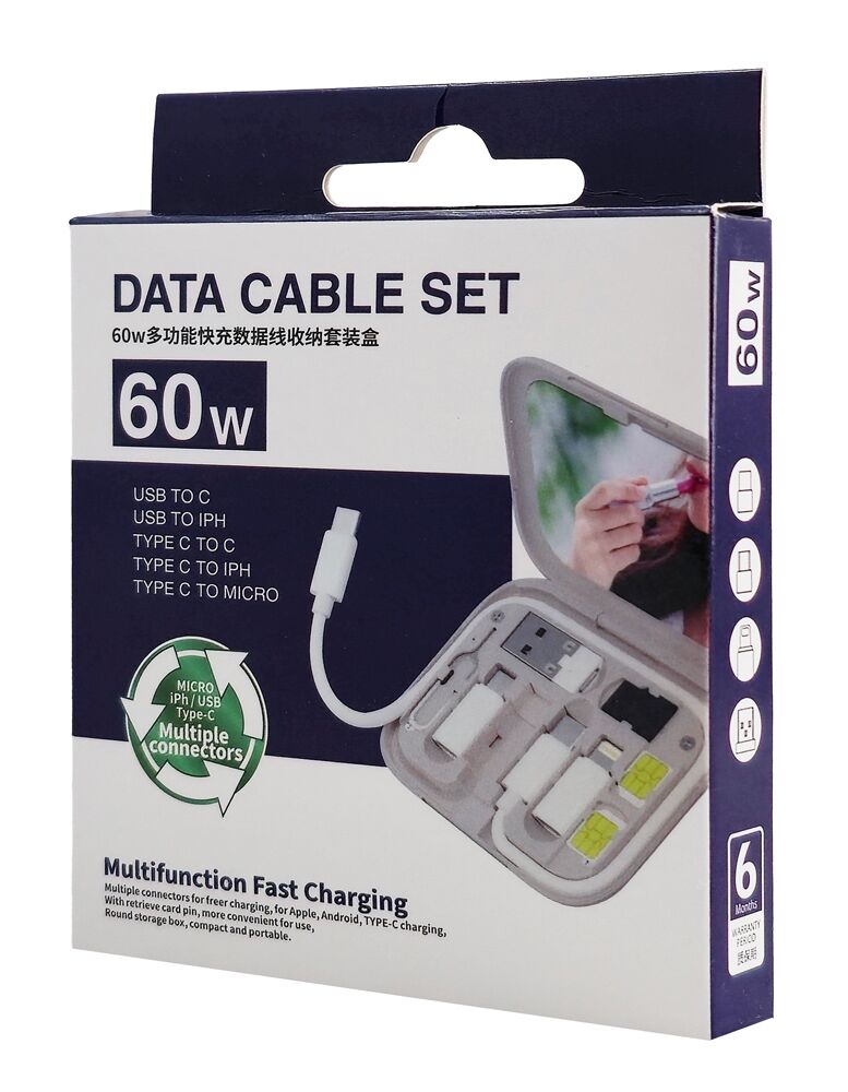 POWERTECH all in one κιτ φόρτισης με καλώδιο & αντάπτορες CAB-U162, 60W, 30cm, μαύρο - Image 5