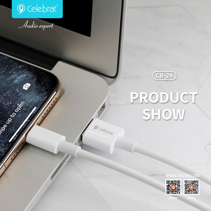 CELEBRAT καλώδιο USB-C σε USB CB-24C, 3A, 1.2m, λευκό - Image 2