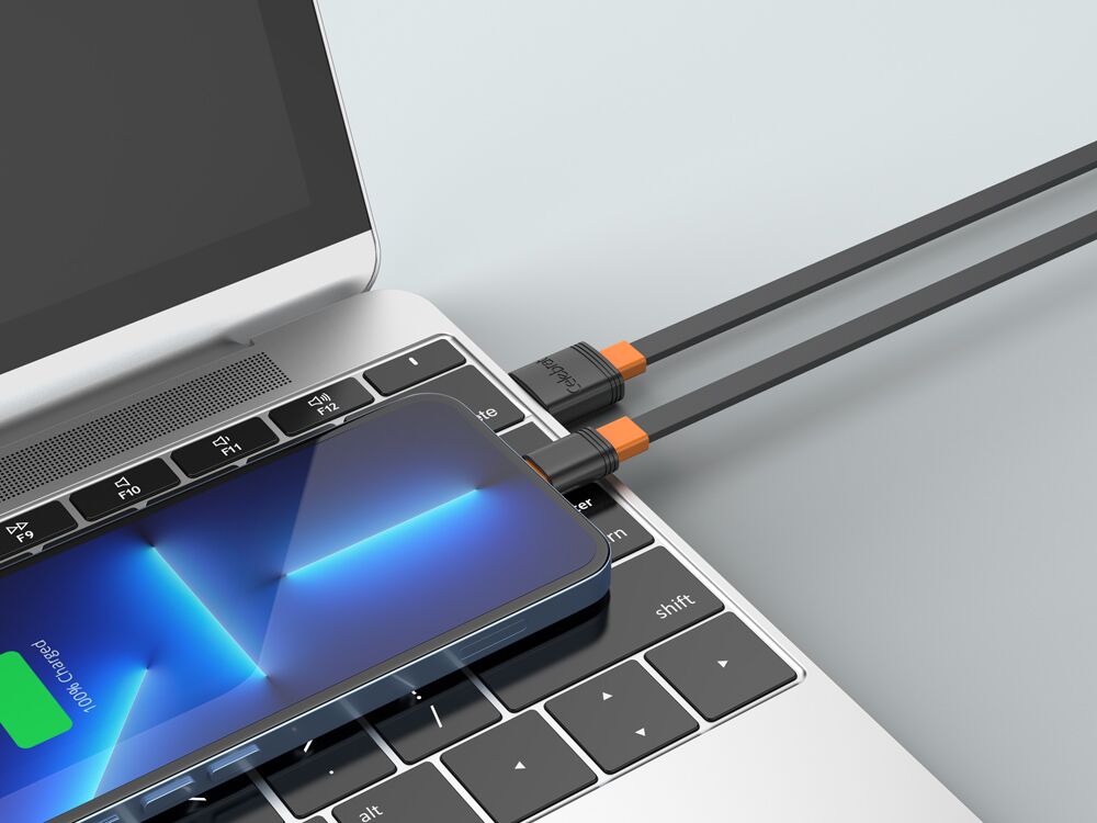 CELEBRAT καλώδιο USB-C σε USB CB-33C, flat, 3A, 1m, μαύρο - Image 2