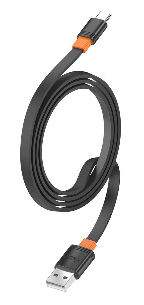 CELEBRAT καλώδιο USB-C σε USB CB-33C, flat, 3A, 1m, μαύρο - Image 3