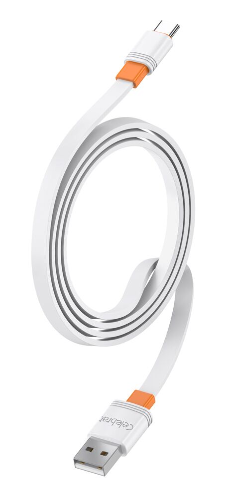 CELEBRAT καλώδιο USB-C σε USB CB-33C, flat, 3A, 1m, λευκό - Image 3