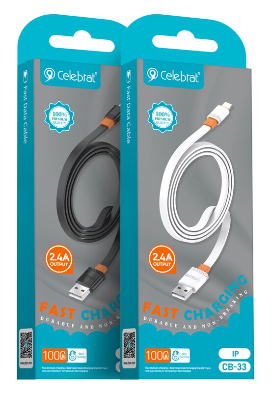 CELEBRAT καλώδιο Lightning σε USB CB-33L, flat, 2.4A, 1m, λευκό - Image 4