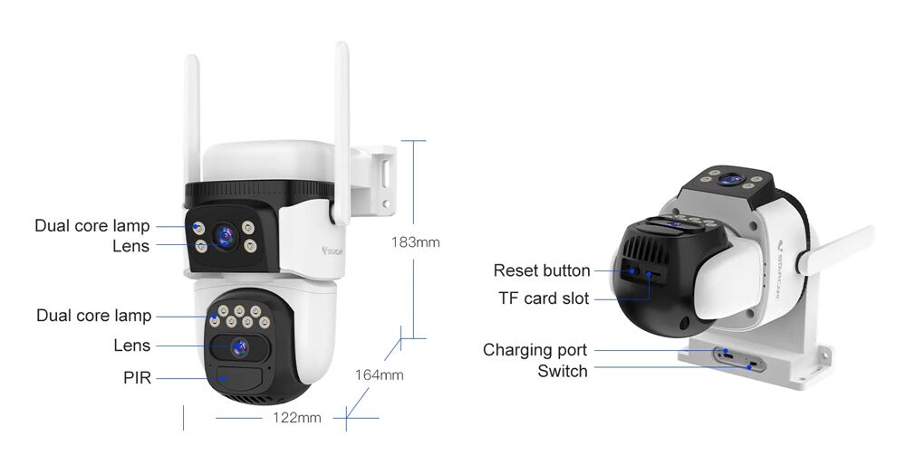 VSTARCAM smart ηλιακή κάμερα CB621DR, dual lens, 3MP, WiFi, SD, PTZ, IP66 - Image 13