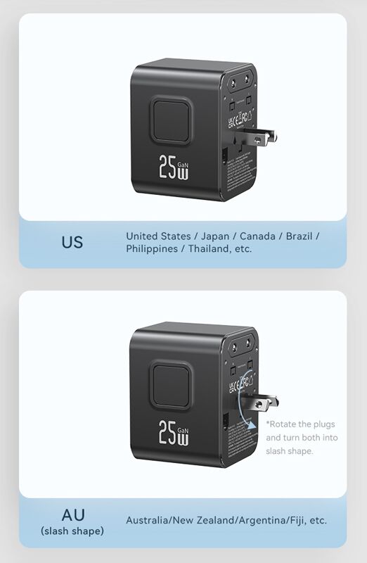 USAMS φορτιστής/αντάπτορας πρίζας CC309, USB & 2x USB-C, universal, 25W, μαύρος - Image 6
