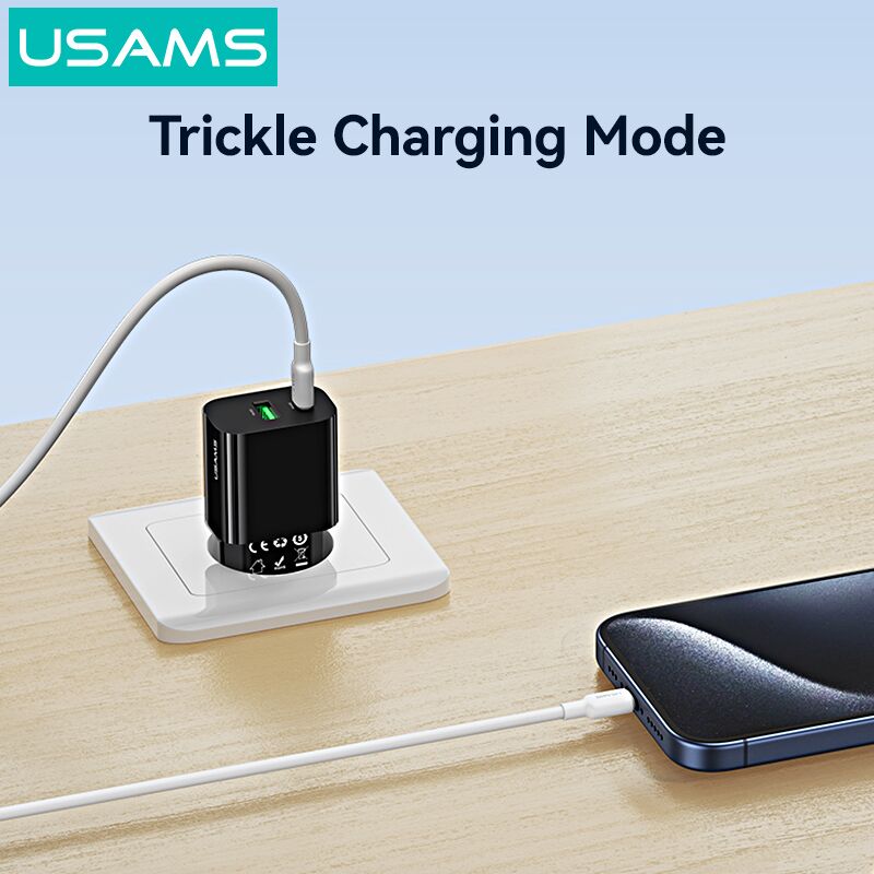 USAMS φορτιστής τοίχου CC317, USB & USB-C, 33W, GaN, μαύρος - Image 3