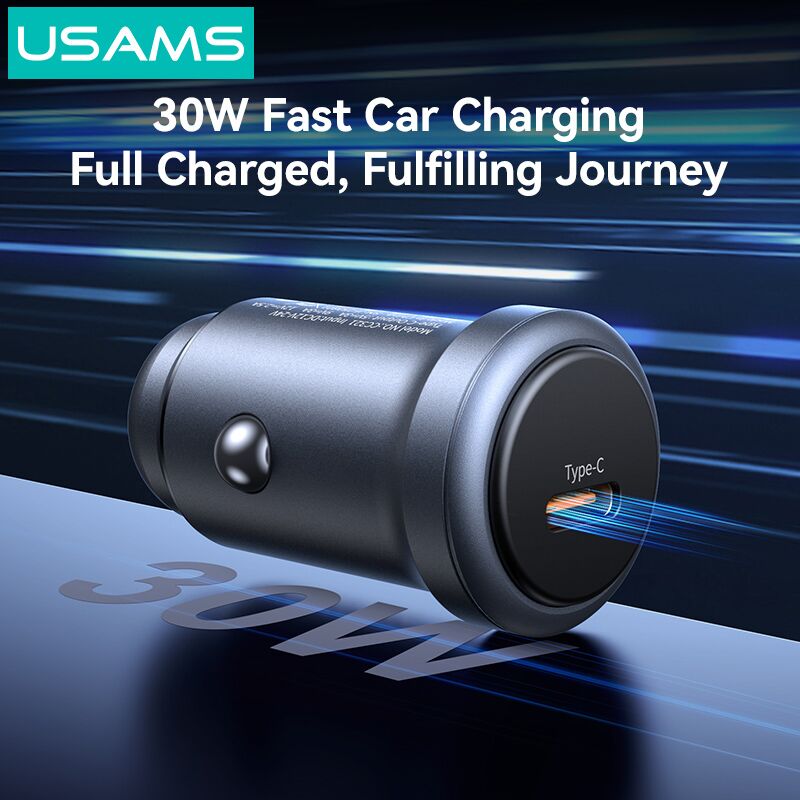 USAMS φορτιστής αυτοκινήτου CC321, USB-C, 30W, γκρι - Image 3
