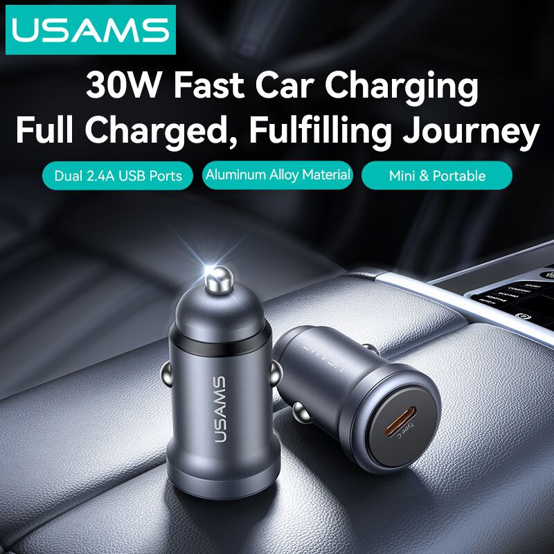 USAMS φορτιστής αυτοκινήτου CC321, USB-C, 30W, γκρι - Image 6
