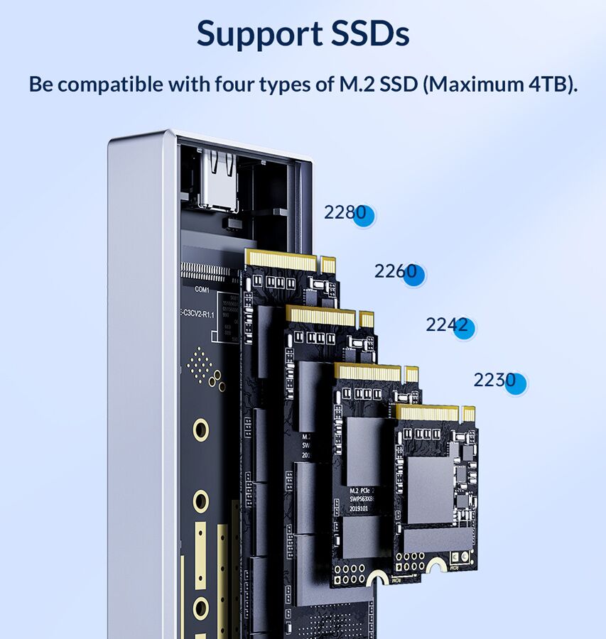 ORICO θήκη για Μ.2 SATA SSD CM2C3-GY-BP, 6Gbps, έως 4TB, γκρι - Image 2